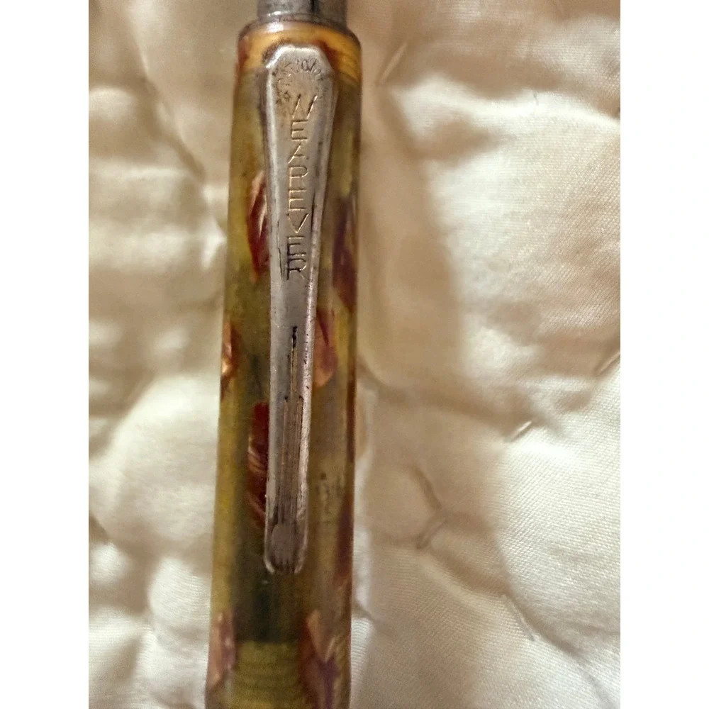 Vintage Wearever Mechanical Pencil Two Tone Celluloid Amber Marbled Pattern